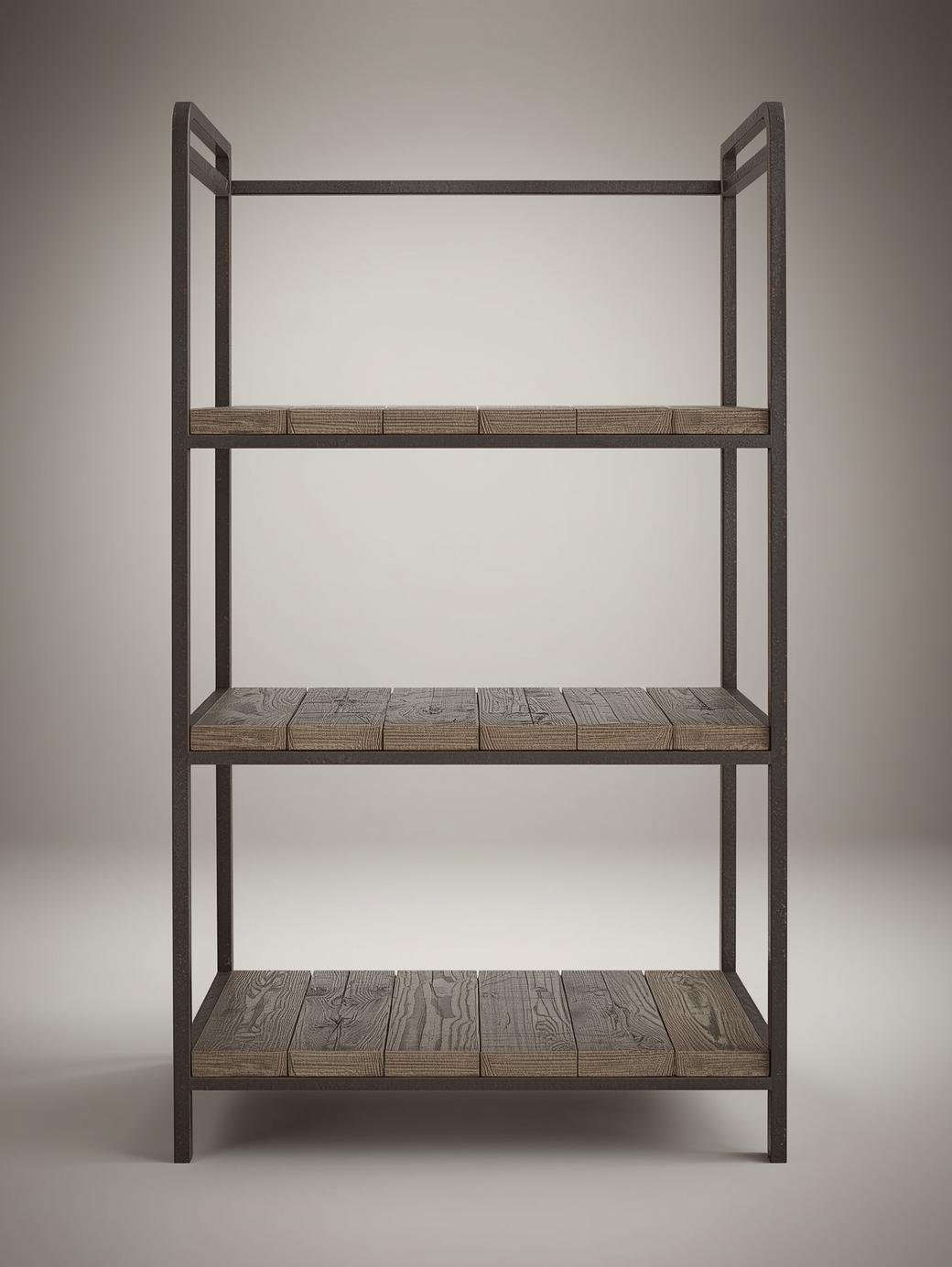 3 Tier Wood With Metal Shelf - Image 5
