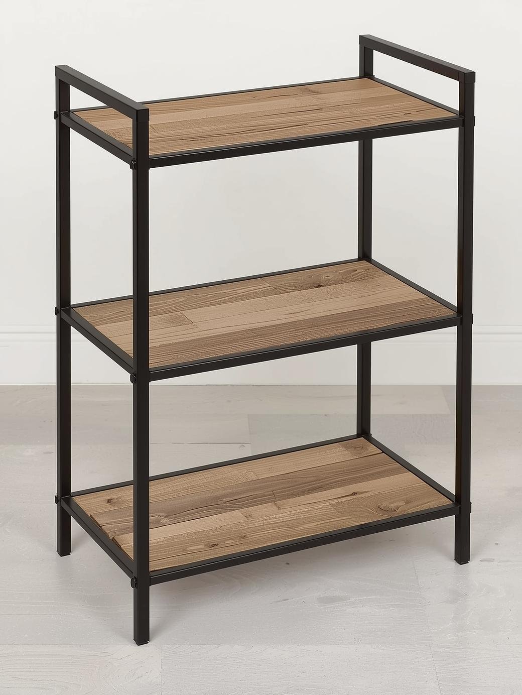 3 Tier Wood With Metal Shelf