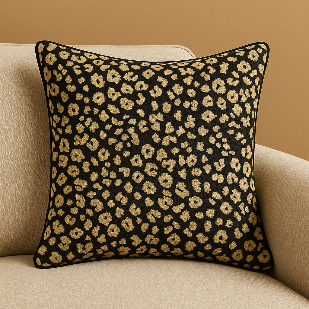 Cushion || Animal Print || Yellow & Black || 45*45cm - Image 2