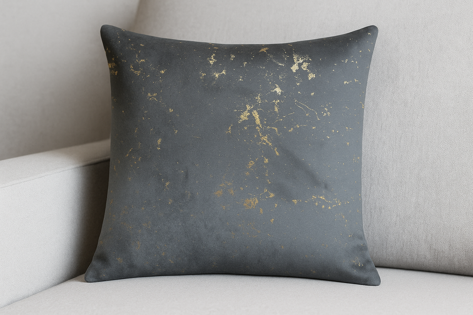 Cushion || Velvet || Gray & Gold Foil Print || 45*45cm - Image 2