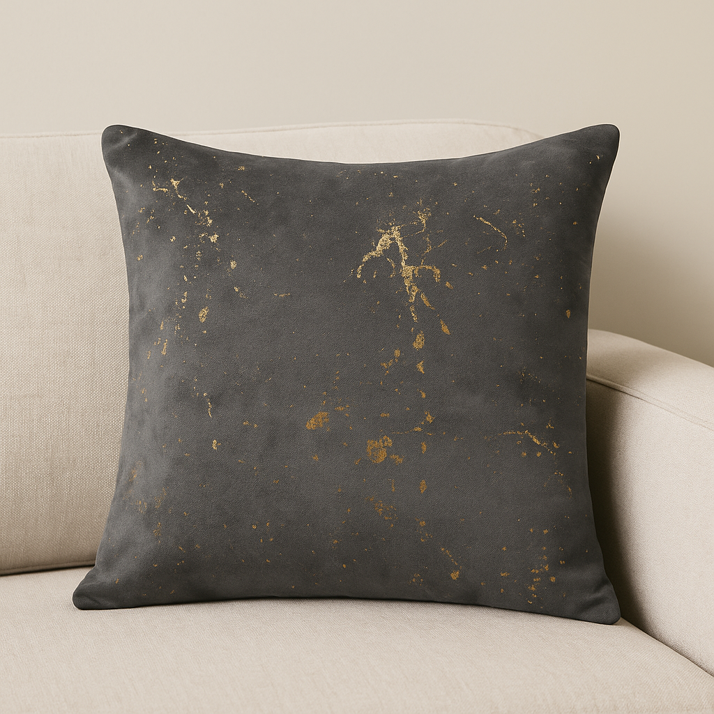 Cushion || Velvet || Gray & Gold Foil Print || 45*45cm - Image 3