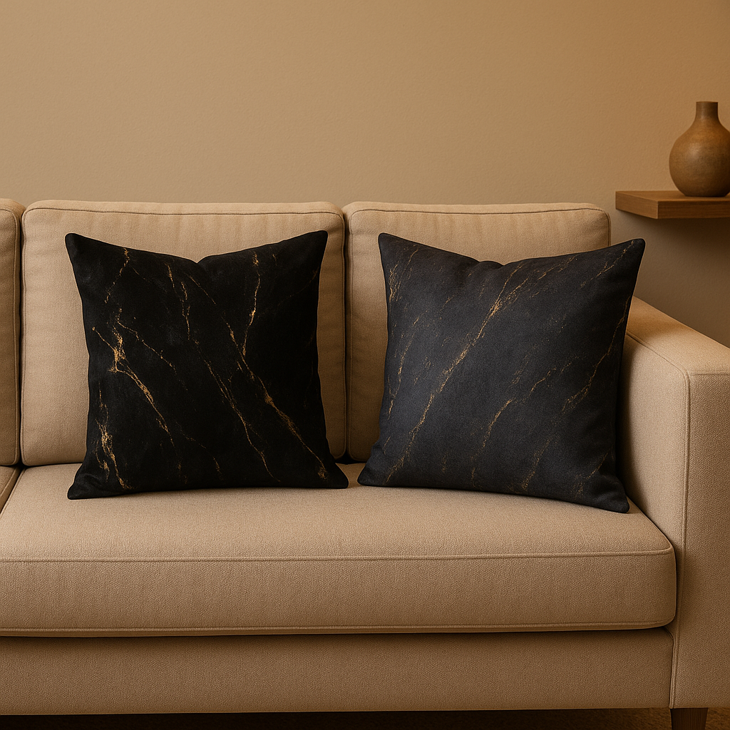 Cushion || Velvet || Black & Bold Marble Pattern || 45*45cm - Image 4