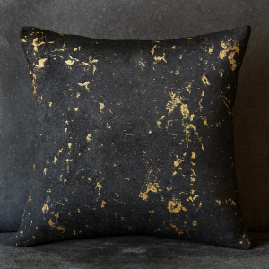 Cushion || Velvet || Black & Gold Foil Print || 45*45cm
