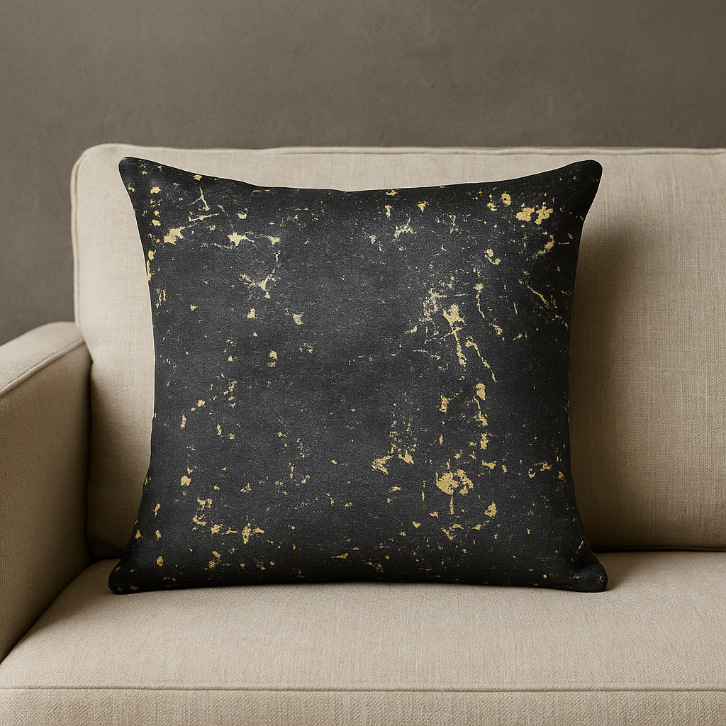 Cushion || Velvet || Black & Gold Foil Print || 45*45cm - Image 2