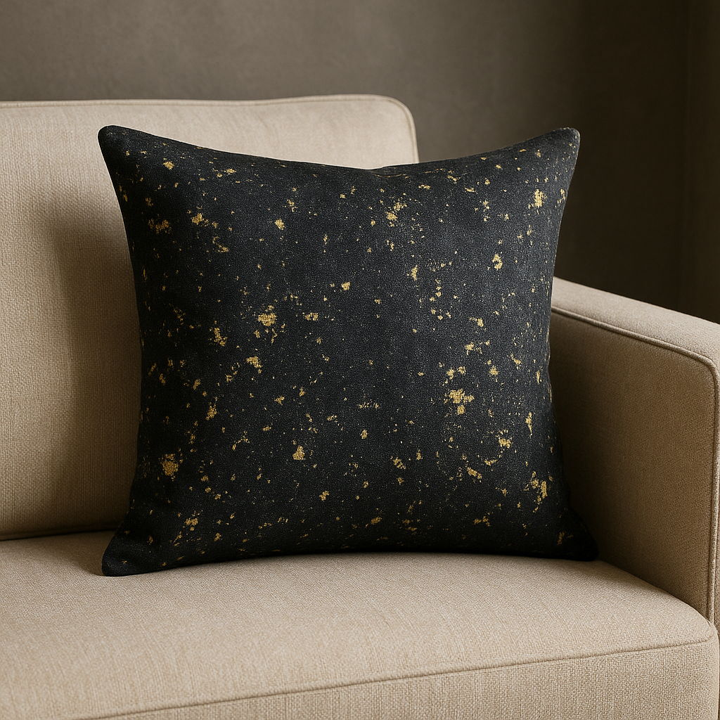 Cushion || Velvet || Black & Gold Foil Print || 45*45cm - Image 3