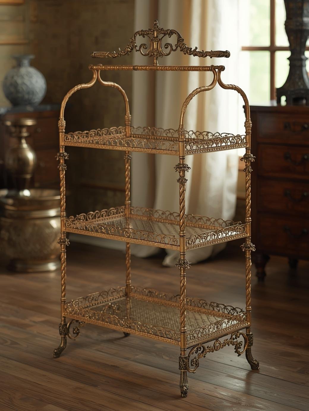 Heirloom Gold Metal Folding Shelf - Image 2