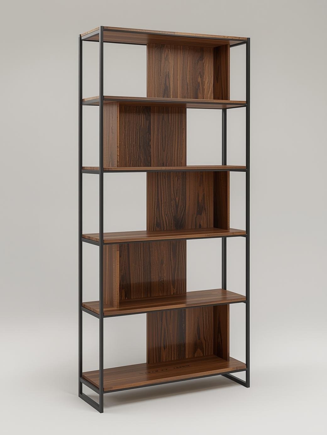 Parkview 5 Tier Metal & Wood Veneer Bookshelf - Image 5
