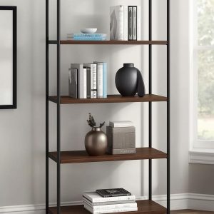 Parkview 5 Tier Metal & Wood Veneer Bookshelf