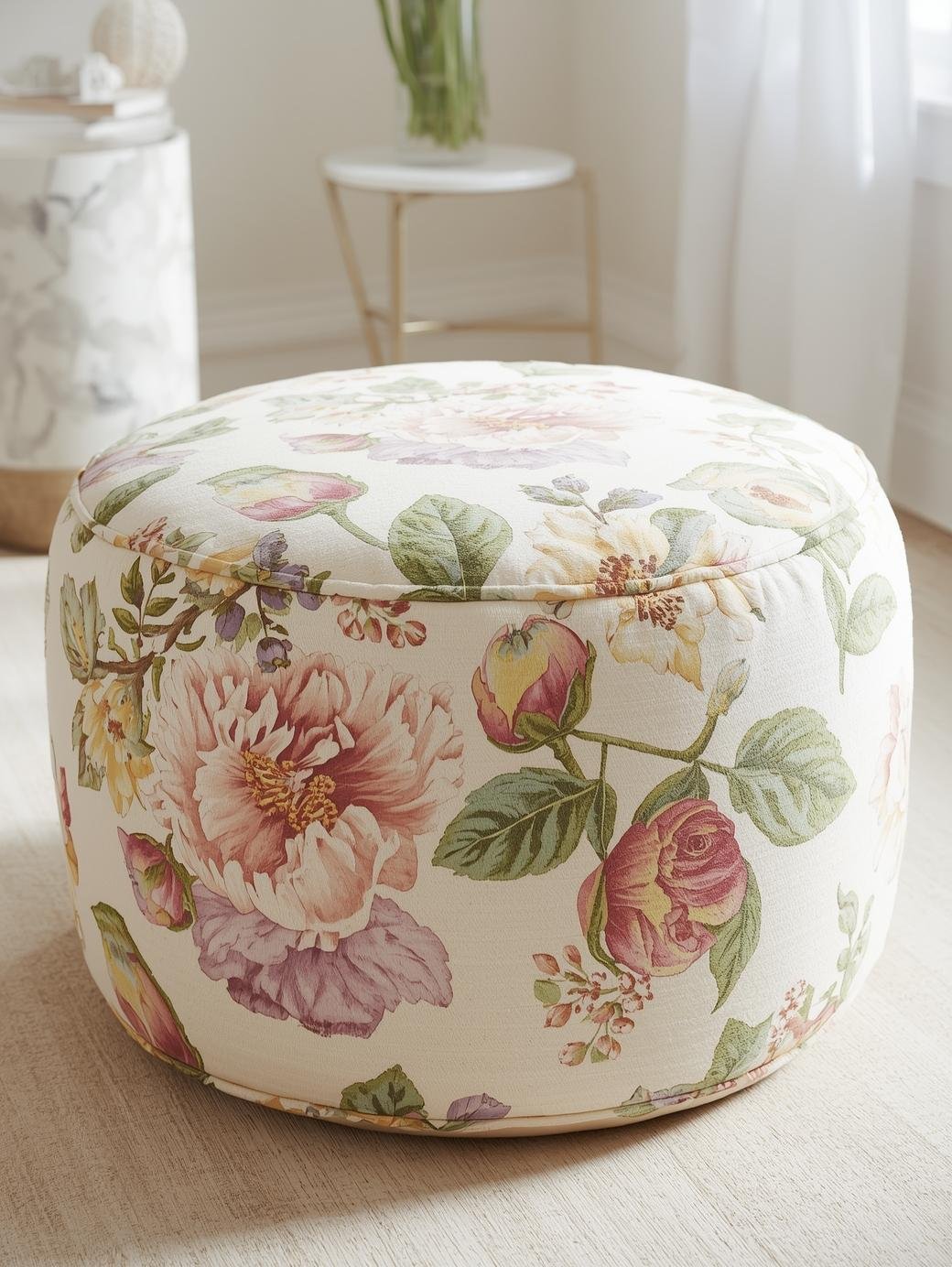Spring Floral Printed Pouf - Image 5