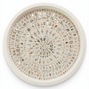 White Mosaic Tray Round 10in.
